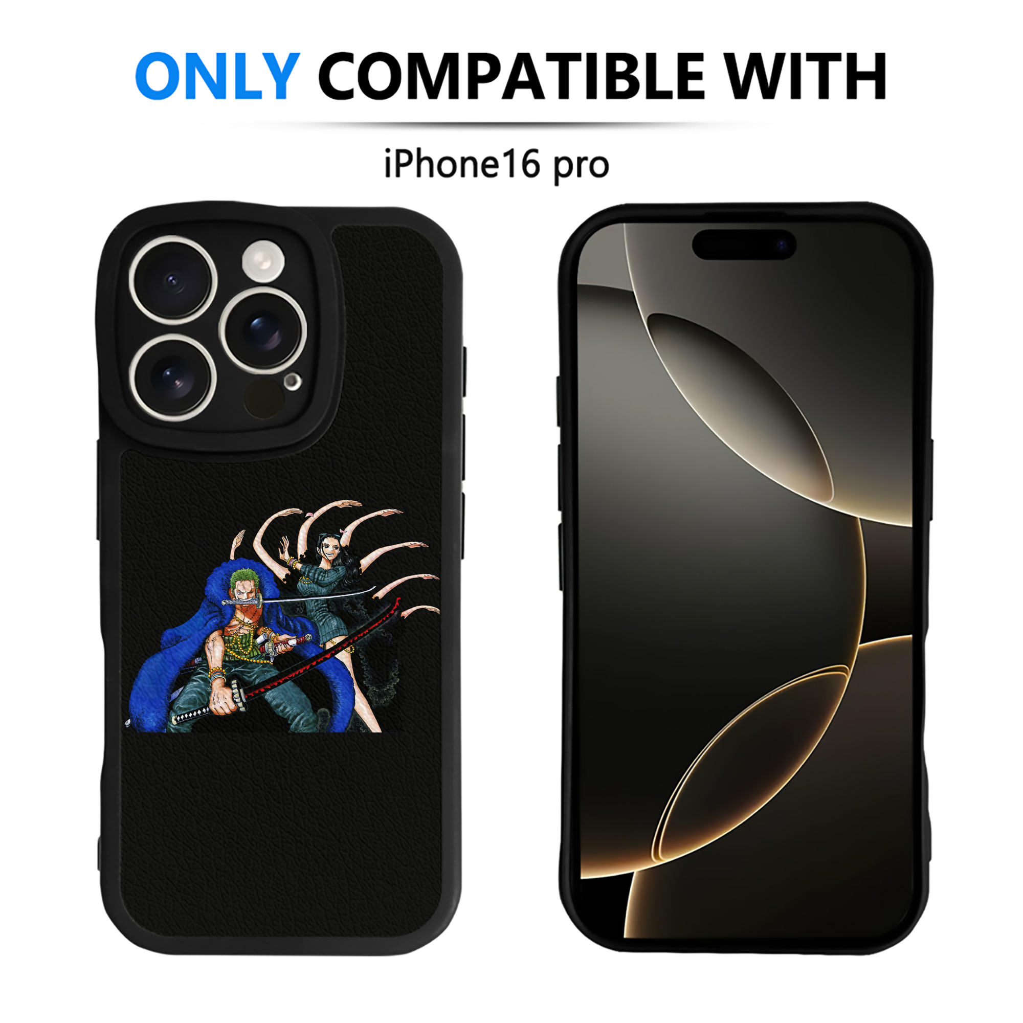 （画像用） ワンピース ロロノア・ゾロ ONE PIECE Roronoa Zoro 【iPhone 16シリーズ対応】シリコンスマホケース（レザー調） 材質：シリコン